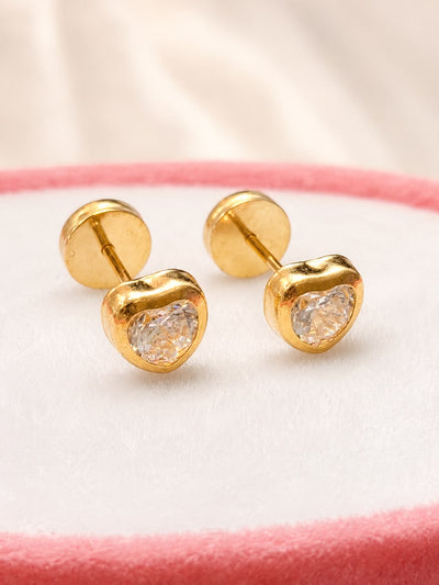 Aritos abridores de oro 18K (corazón blanco)