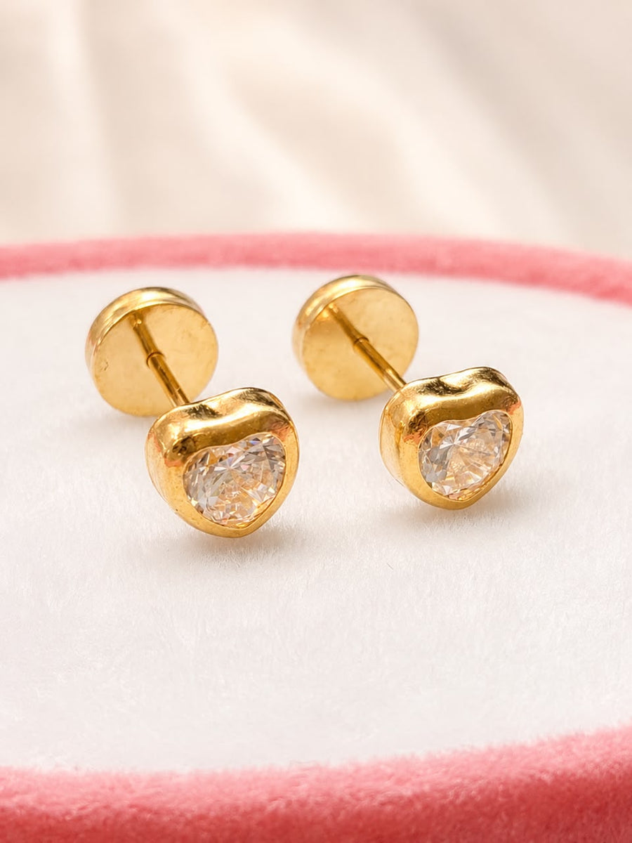 Aritos abridores de oro 18K (corazón blanco)