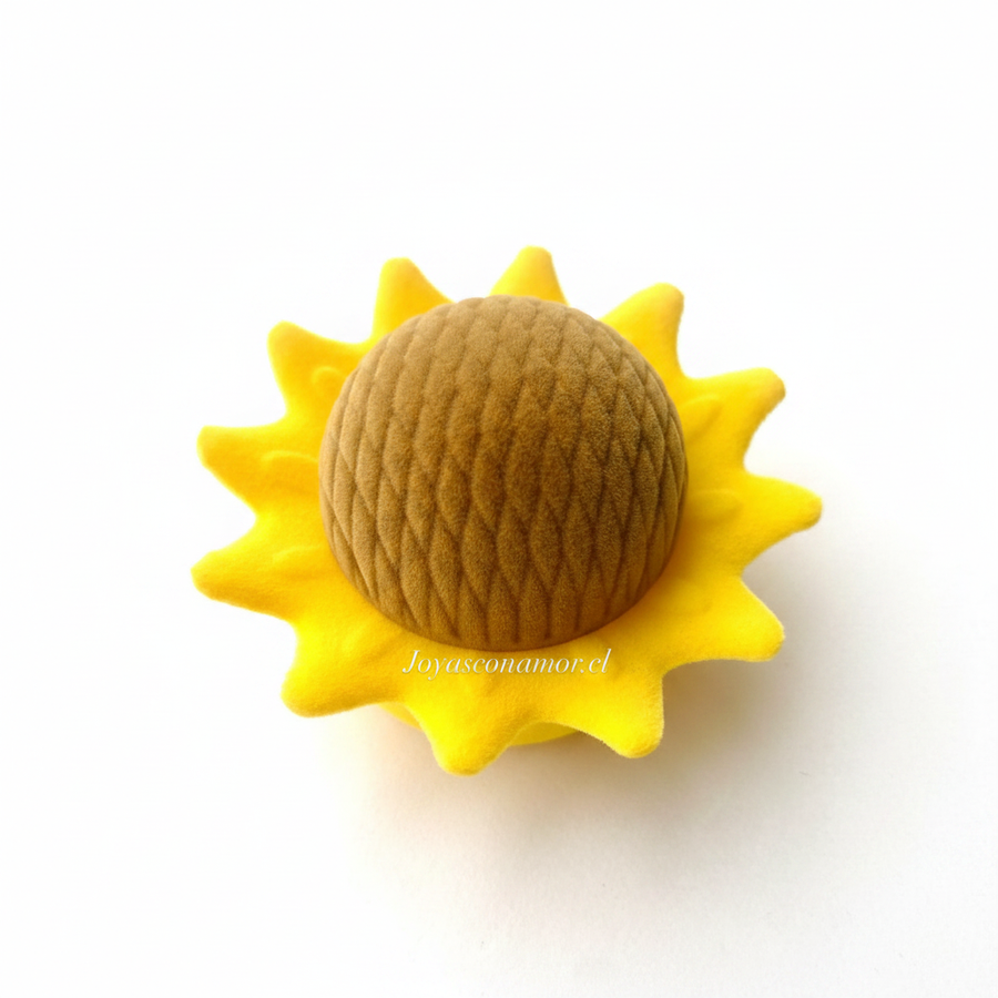 Caja de Anillo Girasol fondo blanco